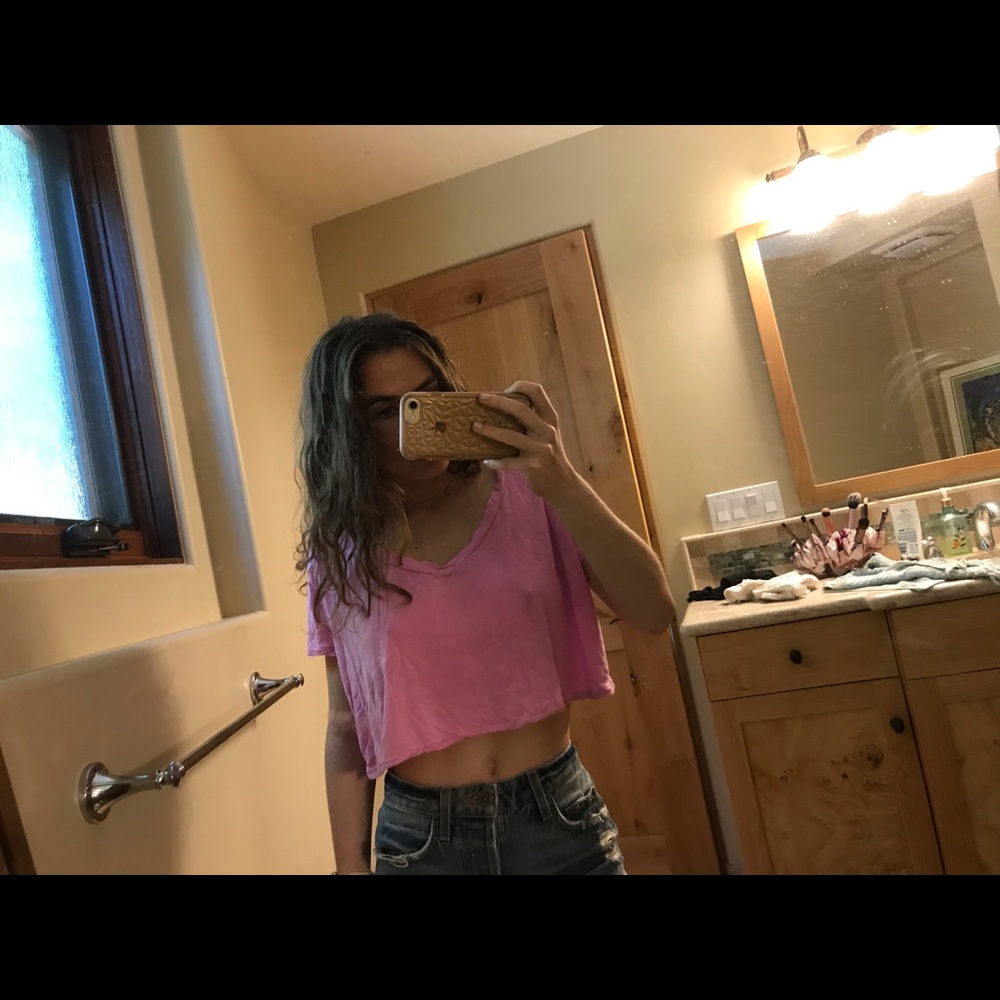 Free people pink cropped tee